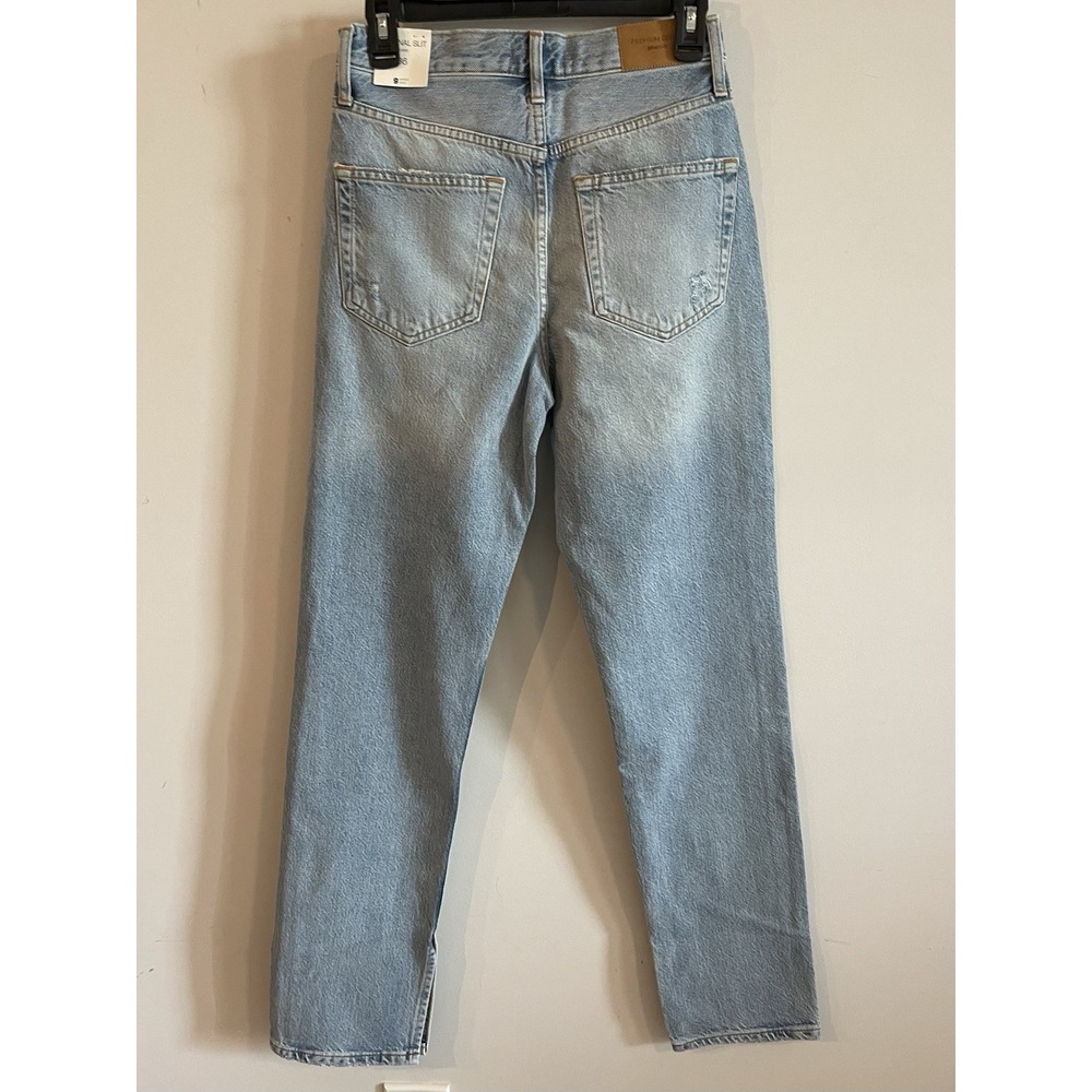 New Gina Tricot Perfect Jeans 26 Light Wash High Rise Organic Cotton Denim Slit